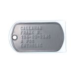 US Army Dog Tag with Transparent Polyurethane Cover (Cold War/Desert Storm era)