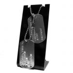 US Army Vietnam 67-68 Dog Tags on display stand