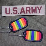 Army Ribbon Tag Sticker on back of Dogtags with Army Nametape