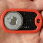 Black Dog Tag with NFC sticker and red silencer