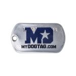 MyDogTag.com Tag Sticker on back of Stainless Steel Dogtag