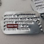 Notched Dog Tag with Debossed letters and personal info