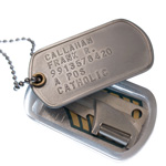 Dog Tag PillBox with p-38 can opener and rank decal