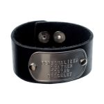 Personalized Custom Dog Tag on Men's Leather Cuff Bracelet