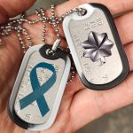Teal Ribbon Tag Sticker on back of Dogtag