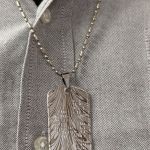 Damascus Pattern Dog Tag with pinch-bail and ball-bar chain