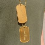 Gold Plated Long BallChain with Matte (top) and Shiny (bottom) Stainless Steel Dog Tags with 24K Gold Plating
