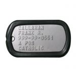 Black PVC Dog Tag Silencer on mil-spec matte army dogtag