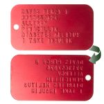 US Military Medical Warning ID Tag Reverse Side