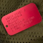 US Military Medical Warning ID Tag on Drab Green Mesh