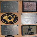 Nameplate CR80 Veteran memorial nameplates (closeup) mounted on old barrel - made by James Labas