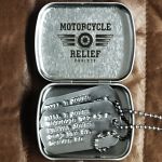 Mini Hinged Tin Box with custom logo and dogtags inside