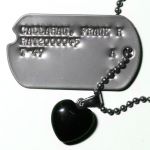 Black Stone Heart Pendant with Dog Tag