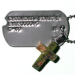 Camo Stone Cross Pendant with Dog Tag