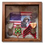 WWII USMC Shadowbox (made by Michael Anderson) with photo of Sgt. A.S. Klonis and his Dog Tags