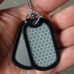 Reflective Tag Sticker on dogtags with black silencer