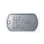 USAF Dog Tag with Transparent Polyurethane Cover (Cold War/Desert Storm era)