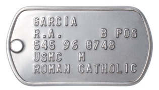 USMC Dog Tags 1975-2015 GARCIA R.A.     B POS 545 96 8748 USMC  M ROMAN CATHOLIC