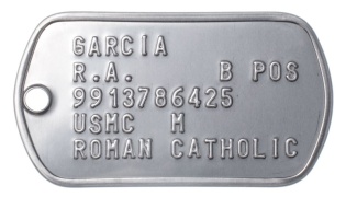 USMC Dog Tags GARCIA R.A.     B POS 9913786425 USMC  M ROMAN CATHOLIC