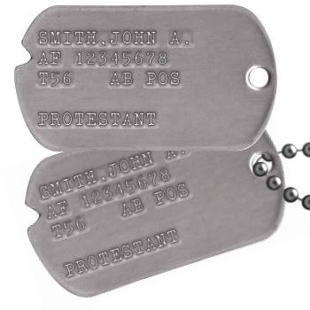 Real SINGLE Debossed Military Dog Tag Dogtag Personalized Customized For You