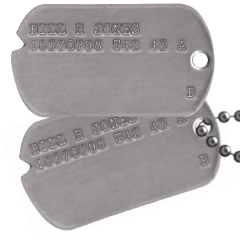 Army Dog Tags 1943-1944 (WWII Era) - Regulation Format Replacements
