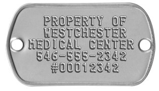 Asset Inventory Tags   PROPERTY OF   WESTCHESTER MEDICAL CENTER  546-555-2342    #00012342
