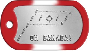 Canada Patriotic Dog Tags     /-------.    / / m / /   /-------'  / /  OH CANADA!