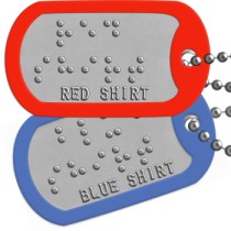 'Clothing Color' Braille Tag Braille Assist Tags - ⠗⠑⠙ ⠎⠓⠊⠗⠞ RED SHIRT     