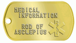 Brass Medical Asklepian Tag