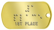 First Place Medal Braille Statement Dog Tags - ⠼⠁ ⠏⠇⠁⠉⠑ 1ST PLACE     