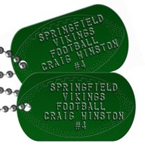 Football Team Player on Green Team Player Dog Tags - SPRINGFIELD VIKINGS FOOTBALL CRAIG WINSTON #4   