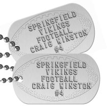 Football Team Player on Silver Team Player Dog Tags - SPRINGFIELD VIKINGS FOOTBALL CRAIG WINSTON #4   