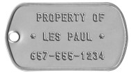 Guitar Owner Tag Guitar Dog Tags - PROPERTY OF  * LES PAUL *  657-555-1234   