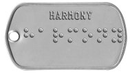 Harmony Braille Statement Dog Tags - HARMONY ⠓⠁⠗⠍⠕⠝⠽      