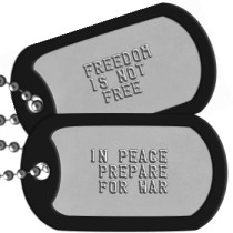 In Peace Prepare for War Army Motto Dog Tags -  IN PEACE PREPARE FOR WAR    