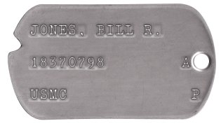 USMC Dog Tags 1950-1953 (Korean War) JONES, BILL R.  18370798       AB  USMC             P