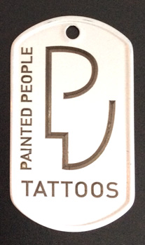 Laser Engraved White Logo Dog Tag - Painted People Tattoos