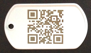 Laser Engraved QR Code White Dogtag