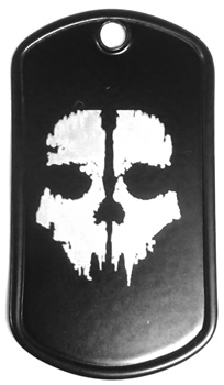 Laser Engraved Black Dog Tag with Skull