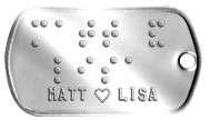 Lover's Names Braille Statement Dog Tags - ⠍⠁⠞⠞ ⠯ ⠇⠊⠎⠁ MATT ♡ LISA     