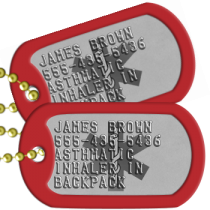 Medical ID - Stainless Steel Dog Tag Red