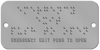 'Push To Exit' Braille Sign Braille Sign - ⠑⠍⠑⠗⠛⠑⠝⠉⠽ ⠑⠭⠊⠞ ⠏⠥⠎⠓ ⠞⠕ ⠕⠏⠑⠝ EMERGENCY EXIT PUSH TO OPEN    