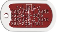 Red Star of Life Tag I.C.E. Dog Tags - * I.C.E * CONTACT 1 NAME 555-546-2345 CONTACT 2 NAME 555-324-1241   