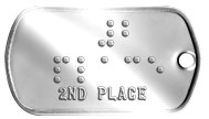 Second Place Medal Braille Statement Dog Tags - ⠼⠃ ⠏⠇⠁⠉⠑ 2ND PLACE     