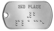 Second Place Medal Braille Statement Dog Tags - 2ND PLACE ⠼⠃ ⠏⠇⠁⠉⠑     
