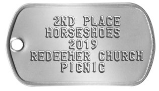 Silver Medal Medallion    2ND PLACE   HORSESHOES      2019 REDEEMER CHURCH     PICNIC