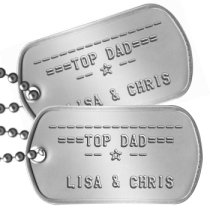Top Dad Fathers Day Dog Tags - --------------- ===TOP DAD=== -- ★ --  LISA & CHRIS   