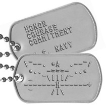 US Navy Logo (ASCII) Navy Motto Dog Tags - \¯--. *A  .--¯/ •.. -===- ..• _  ¯\III/¯ -------H------+ ¯    /I\   