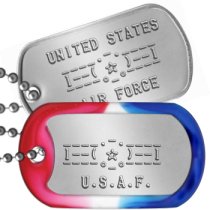 USAF Roundel (ASCII) Air Force Motto Dog Tags -  ____.-.____ I--( ☆ )--I ¯¯¯¯°-°¯¯¯¯ U.S.A.F.   