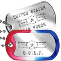 USAF Roundel (ASCII) Air Force Motto Dog Tags -  ____.-.____ I--( ☆ )--I ¯¯¯¯°-°¯¯¯¯ U.S.A.F.   